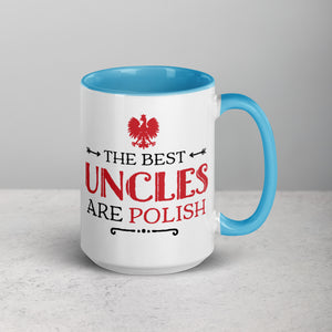 The Best Uncles Are Polish 15 Oz Coffee Mug with Color Inside - Blue - Polish Shirt Store
