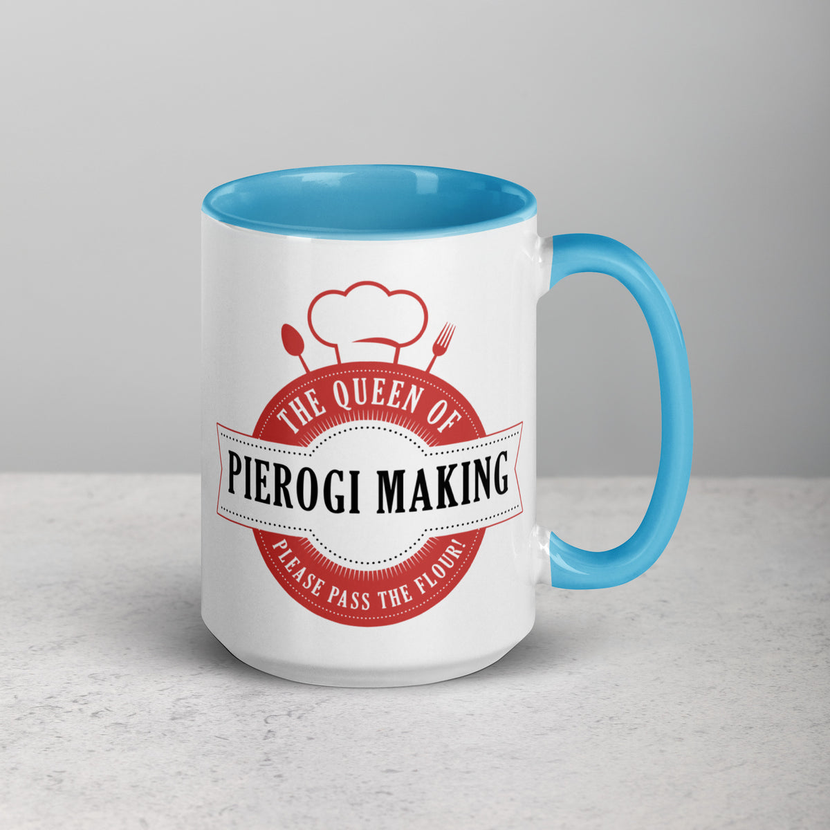The Queen of Pierogi Making 15 Oz Coffee Mug with Color Inside  Polish Shirt Store   