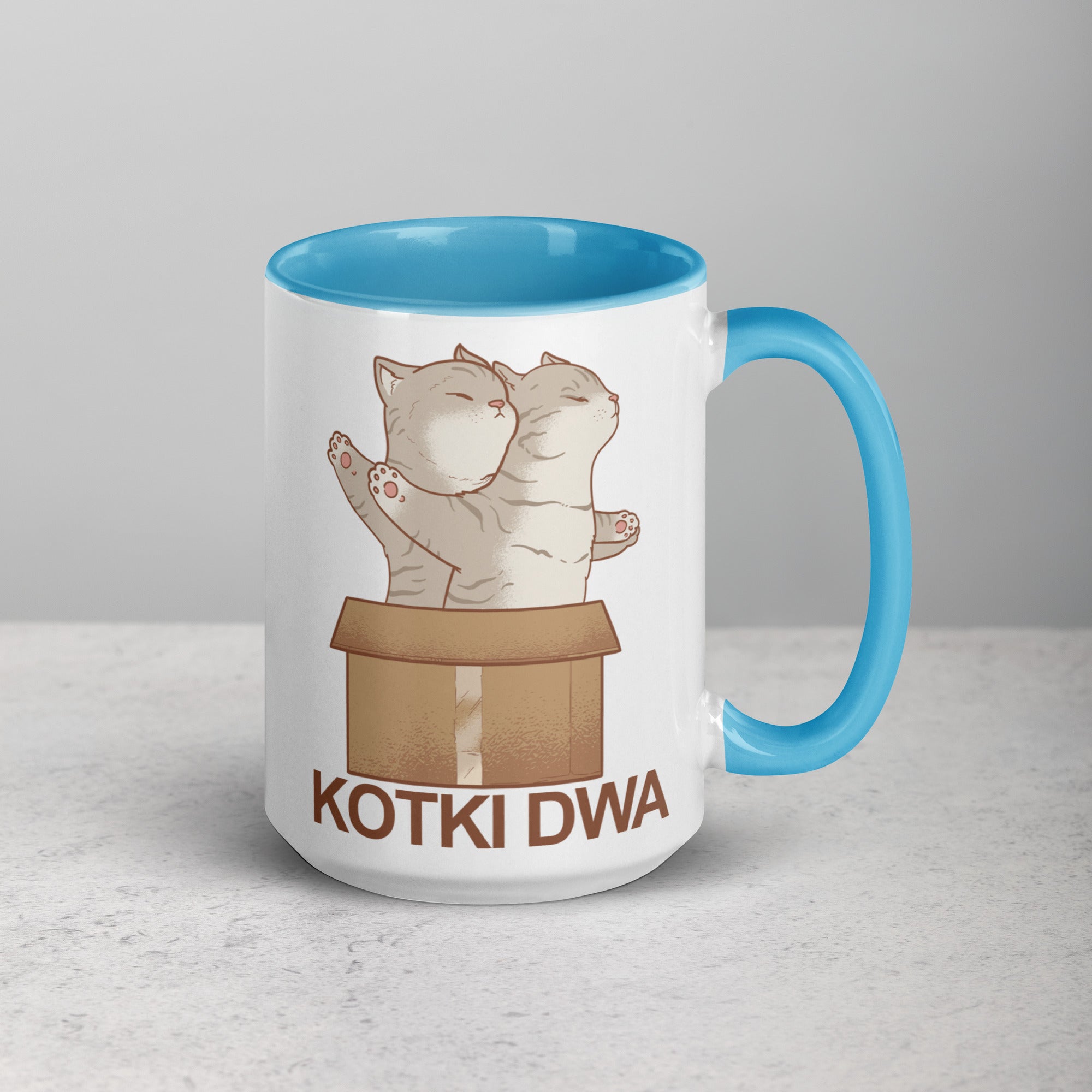 Kotki Dwa 15 Oz Coffee Mug with Color Inside  Polish Shirt Store   