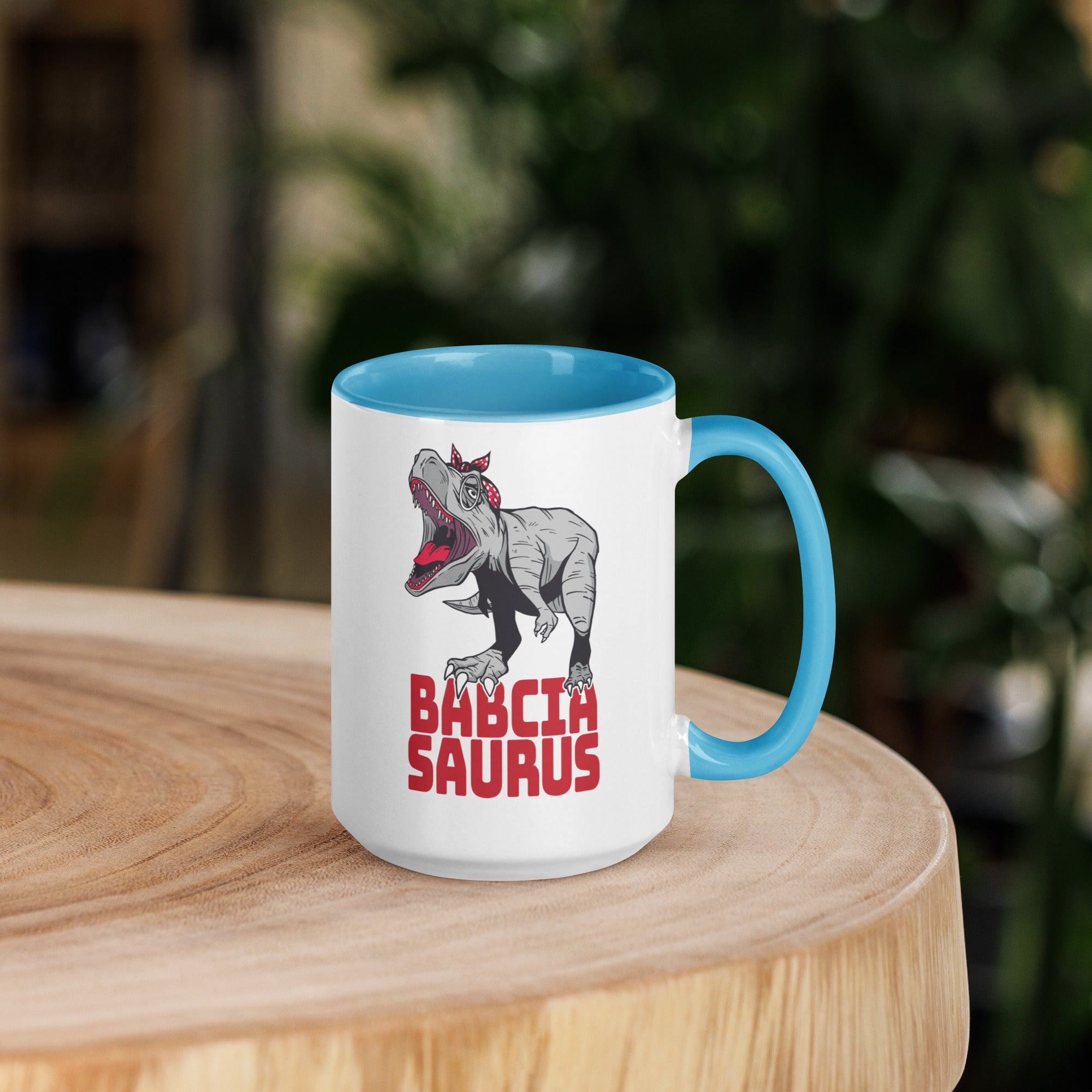 Babciasaurus 15 oz Coffee Mug with Color Inside  Polish Shirt Store   