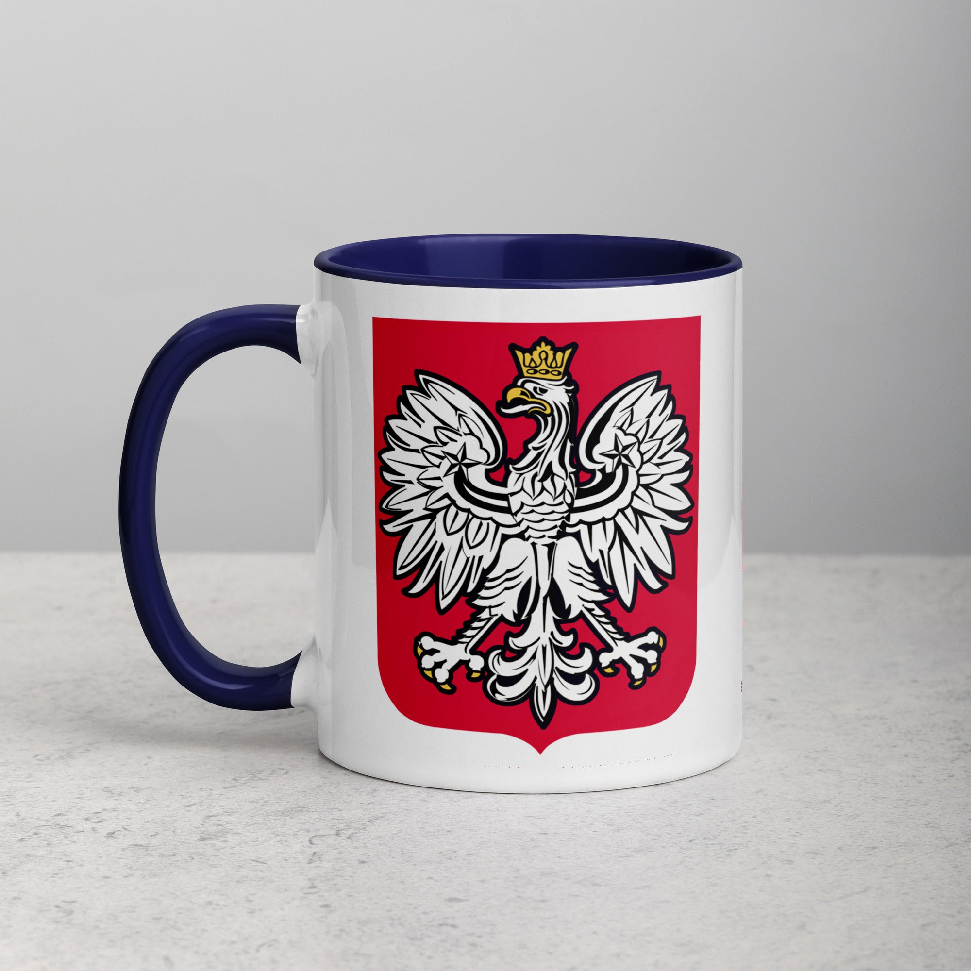 Polish Eagle Coffee Mug with Color Inside  Polish Shirt Store Dark Blue 11 oz 