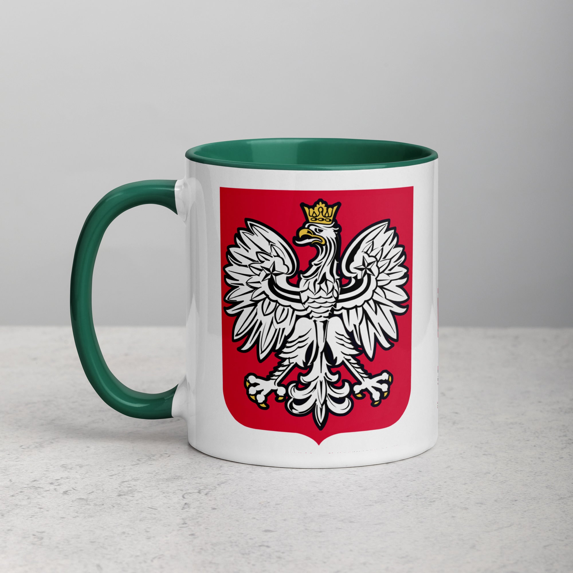 Polish Eagle Coffee Mug with Color Inside  Polish Shirt Store Dark green 11 oz 