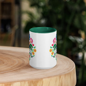 Polish Wycinanki 15 Oz Coffee Mug with Color Inside -  - Polish Shirt Store