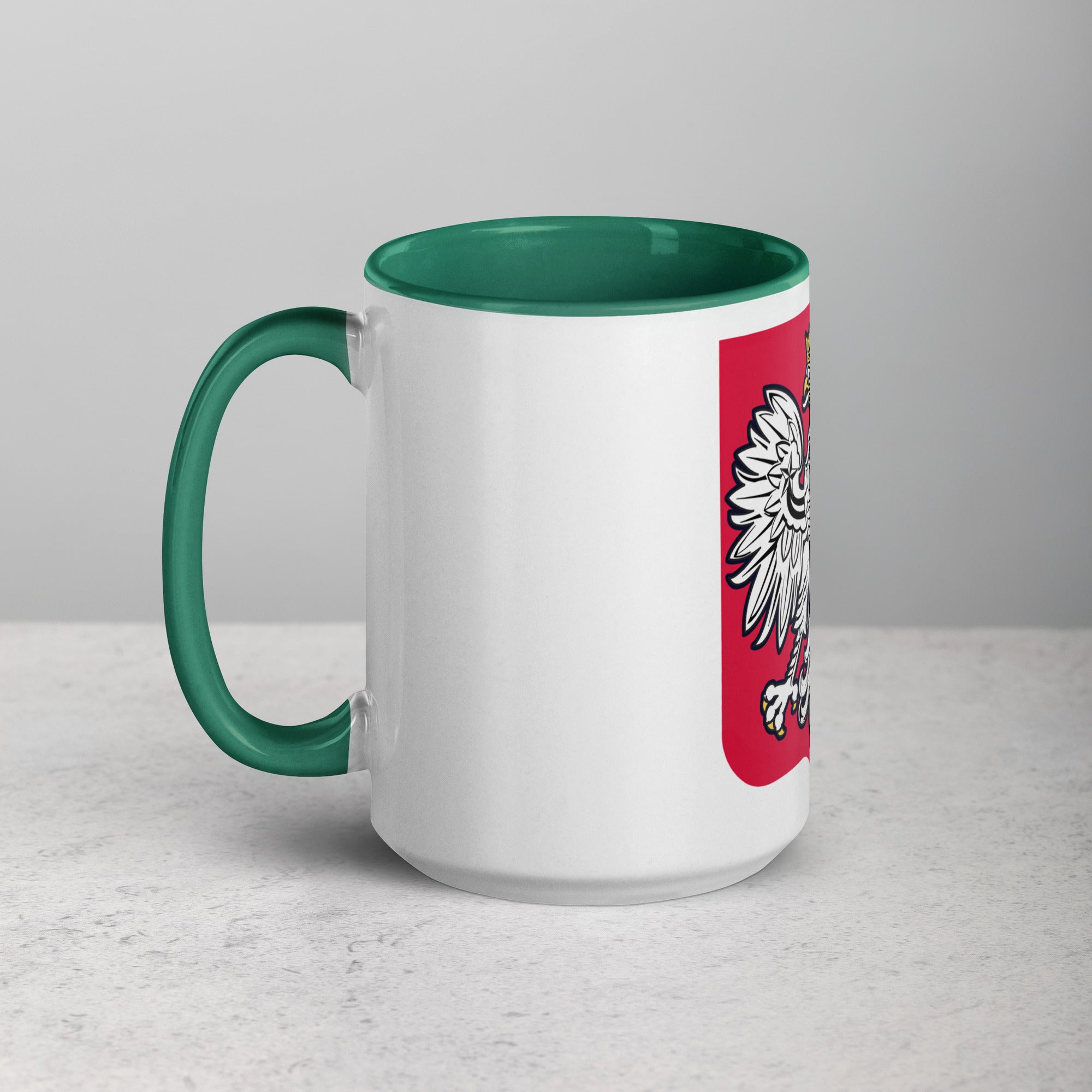 Polish Eagle Coffee Mug with Color Inside  Polish Shirt Store Dark green 15 oz 