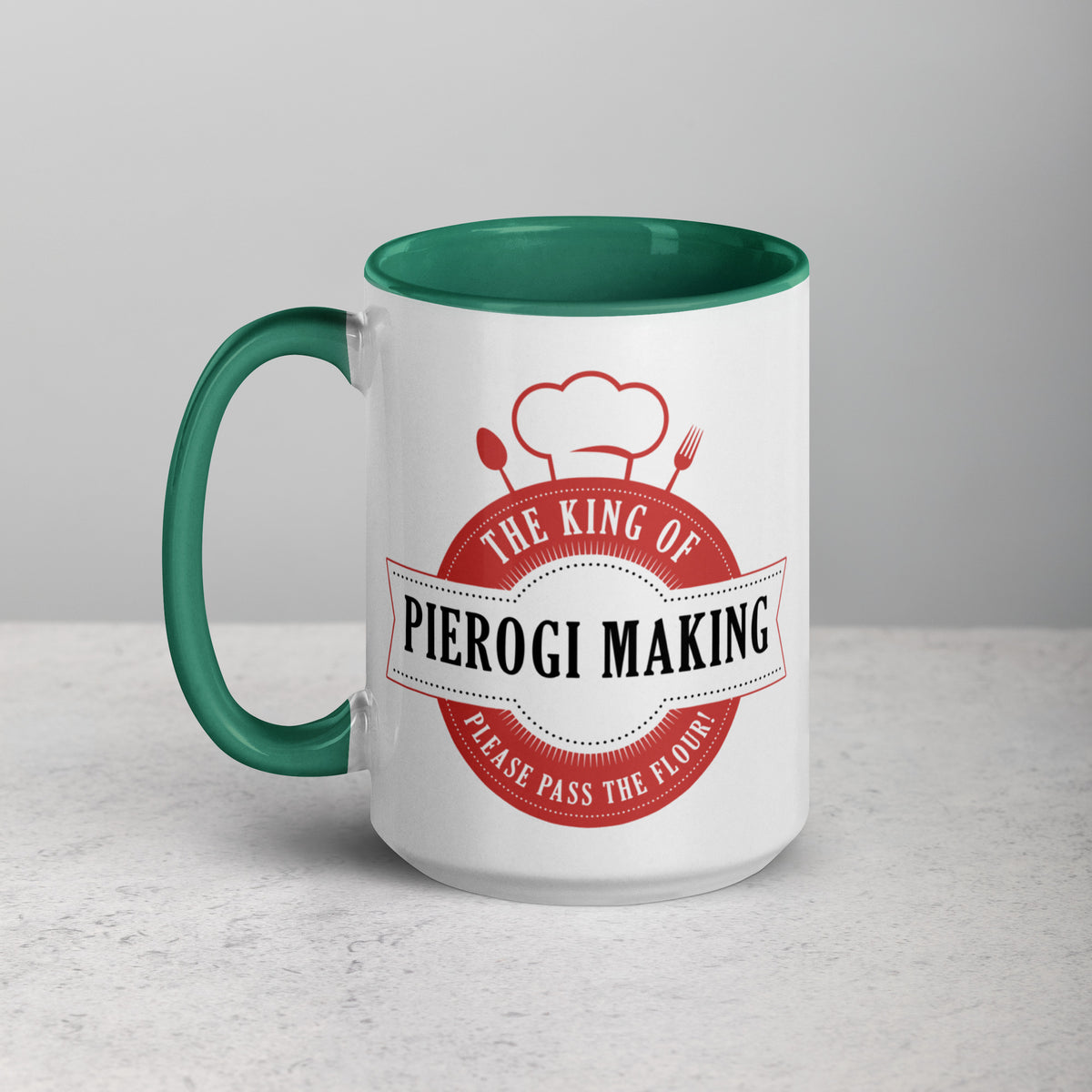 King of Pierogi Making 15 Oz Coffee Mug with Color Inside  Polish Shirt Store   
