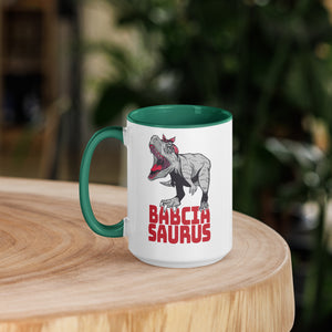 Babciasaurus 15 oz Coffee Mug with Color Inside - Dark green - Polish Shirt Store