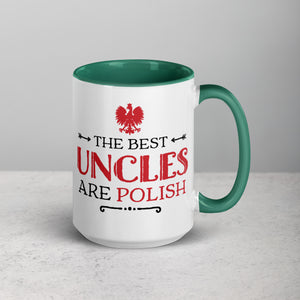 The Best Uncles Are Polish 15 Oz Coffee Mug with Color Inside - Dark green - Polish Shirt Store