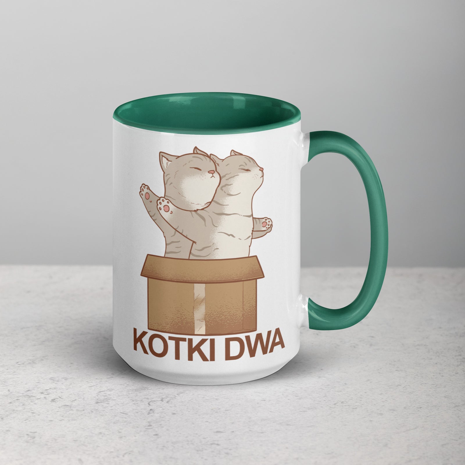 Kotki Dwa 15 Oz Coffee Mug with Color Inside  Polish Shirt Store   