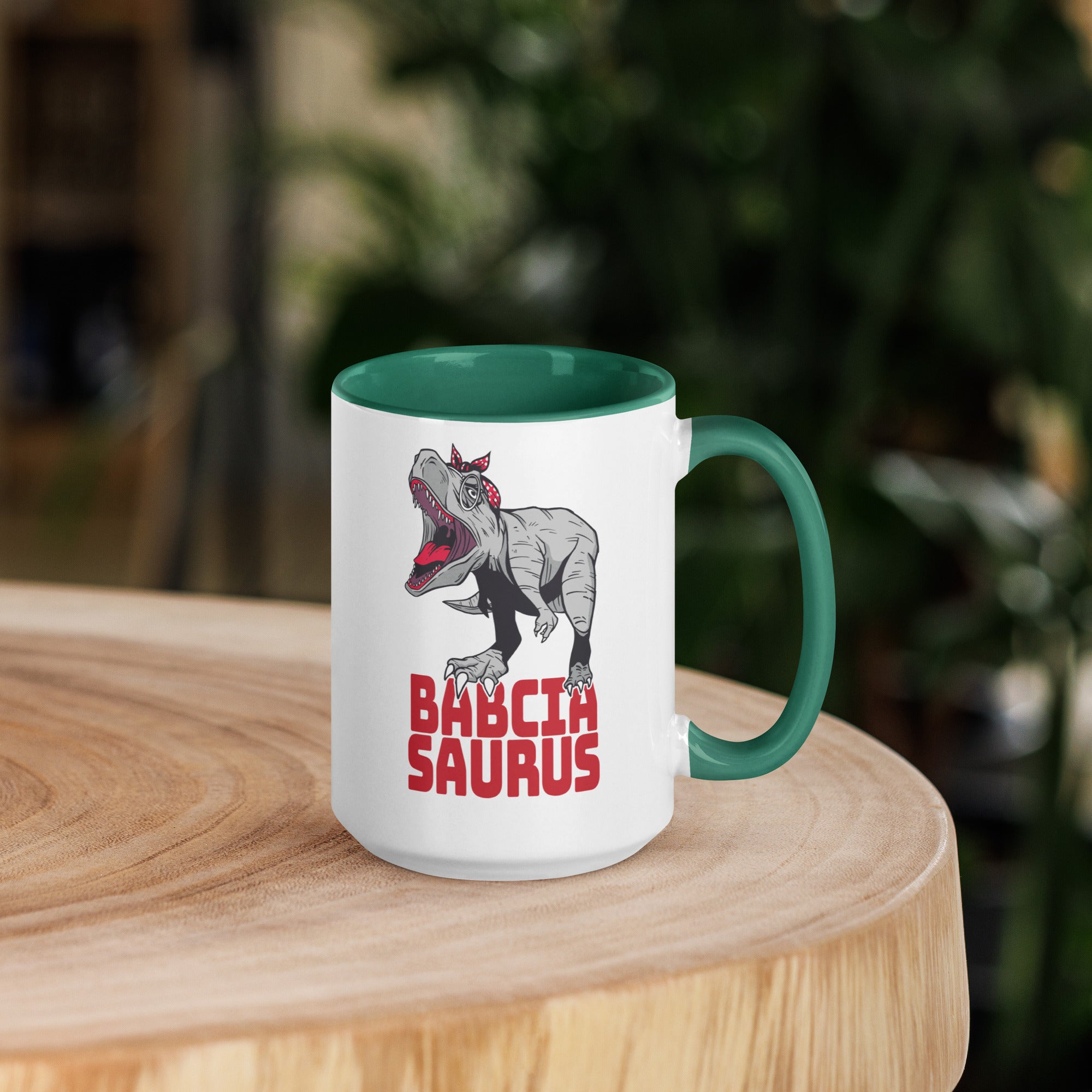 Babciasaurus 15 oz Coffee Mug with Color Inside  Polish Shirt Store   