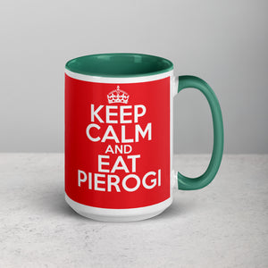 Keep Calm Eat Pierogi 15 Oz Coffee Mug with Color Inside -  - Polish Shirt Store