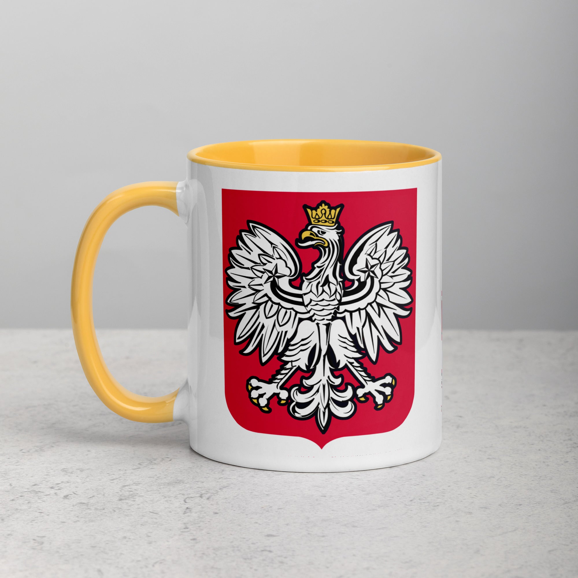 Polish Eagle Coffee Mug with Color Inside  Polish Shirt Store Golden Yellow 11 oz 