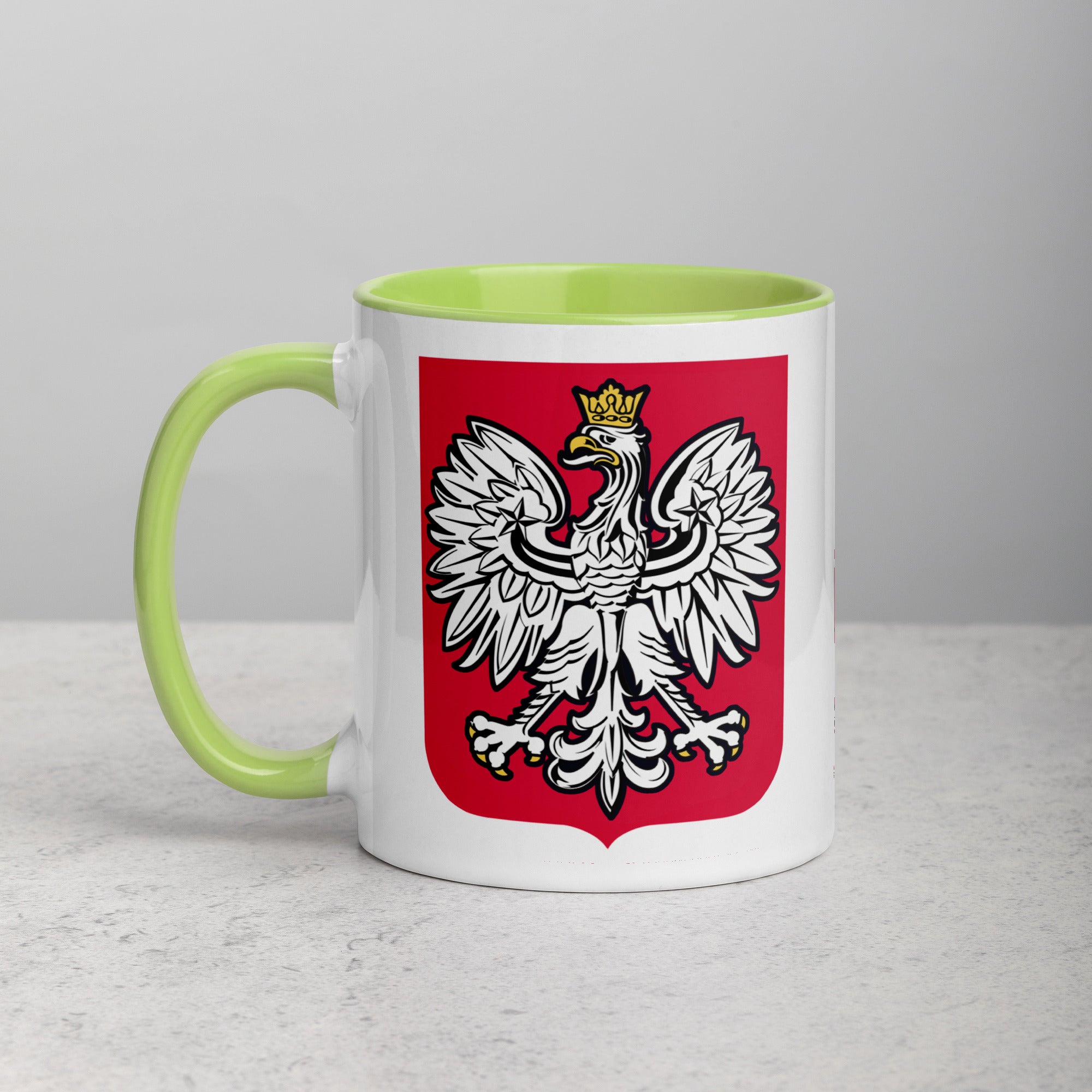 Polish Eagle Coffee Mug with Color Inside  Polish Shirt Store Green 11 oz 
