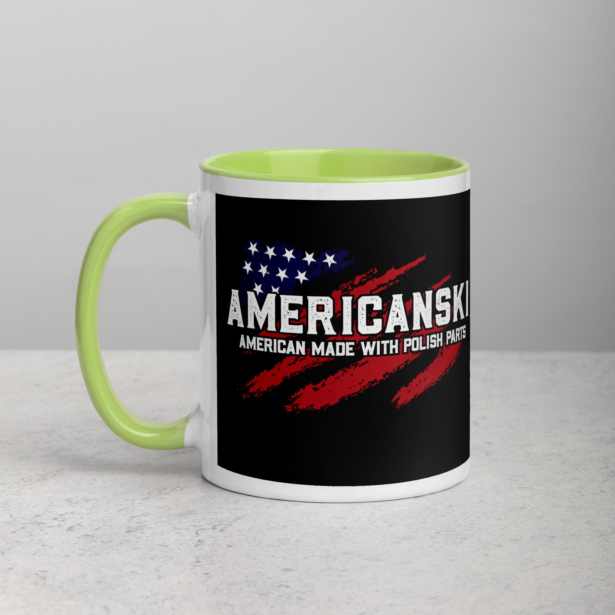 Americanski Coffee Mug with Color Inside  Polish Shirt Store Green 11 oz 