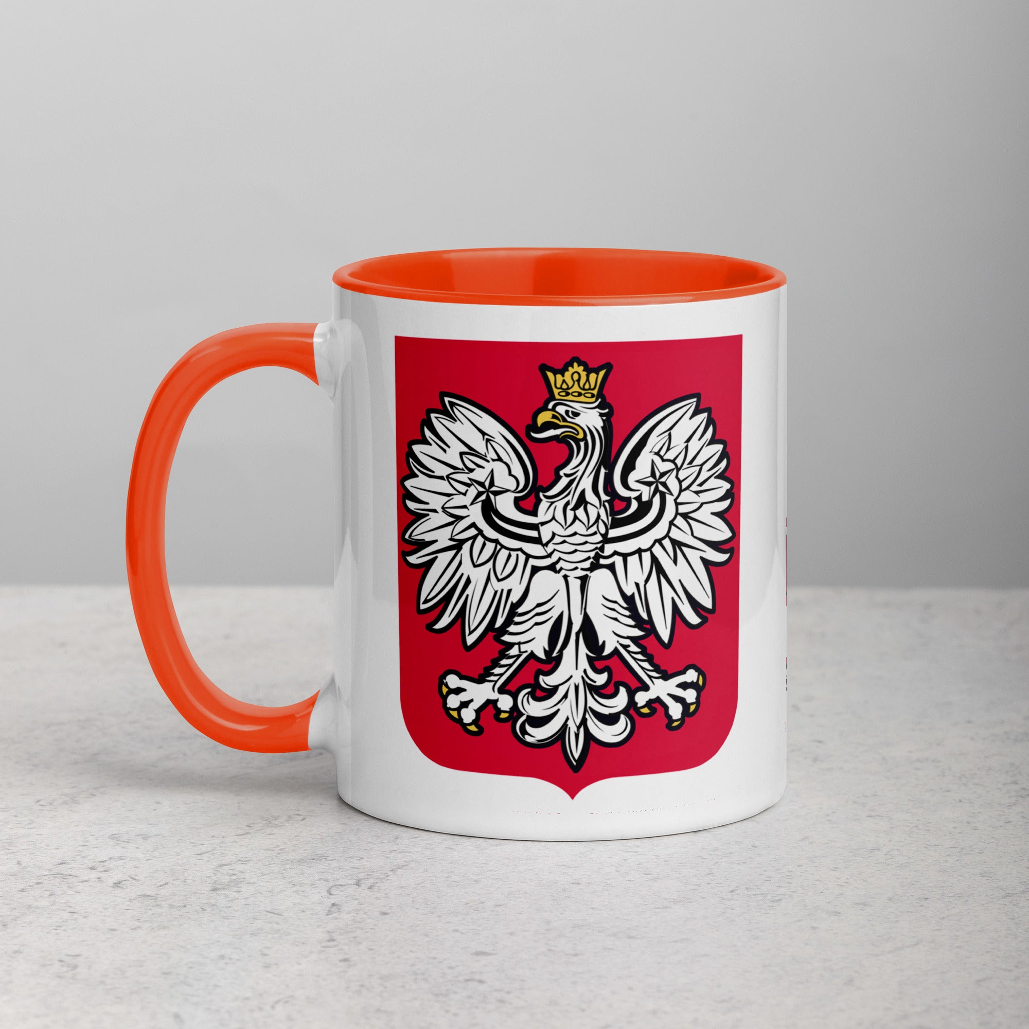 Polish Eagle Coffee Mug with Color Inside  Polish Shirt Store Orange 11 oz 