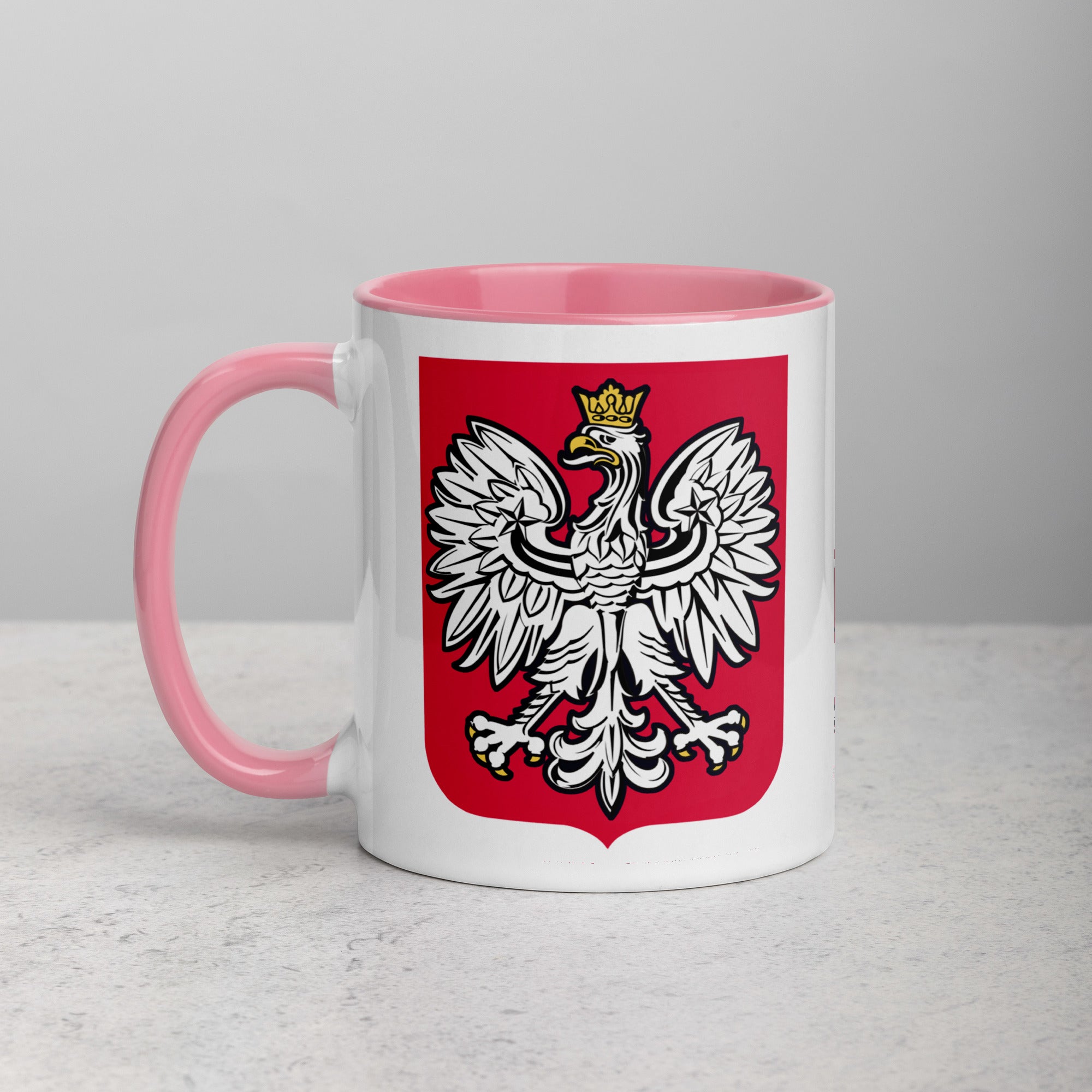 Polish Eagle Coffee Mug with Color Inside  Polish Shirt Store Pink 11 oz 