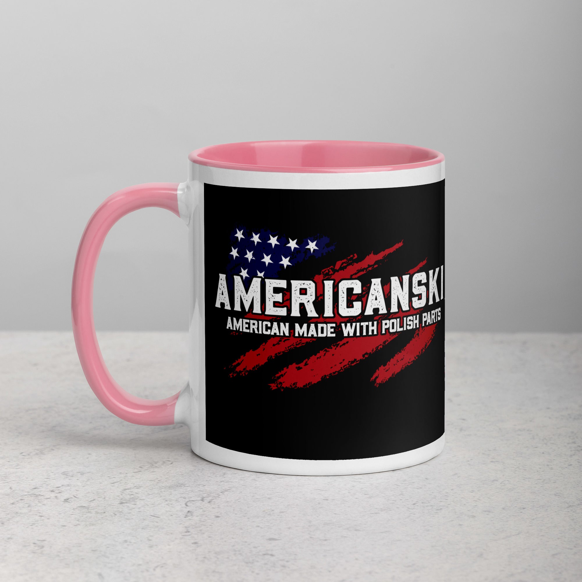 Americanski Coffee Mug with Color Inside  Polish Shirt Store Pink 11 oz 