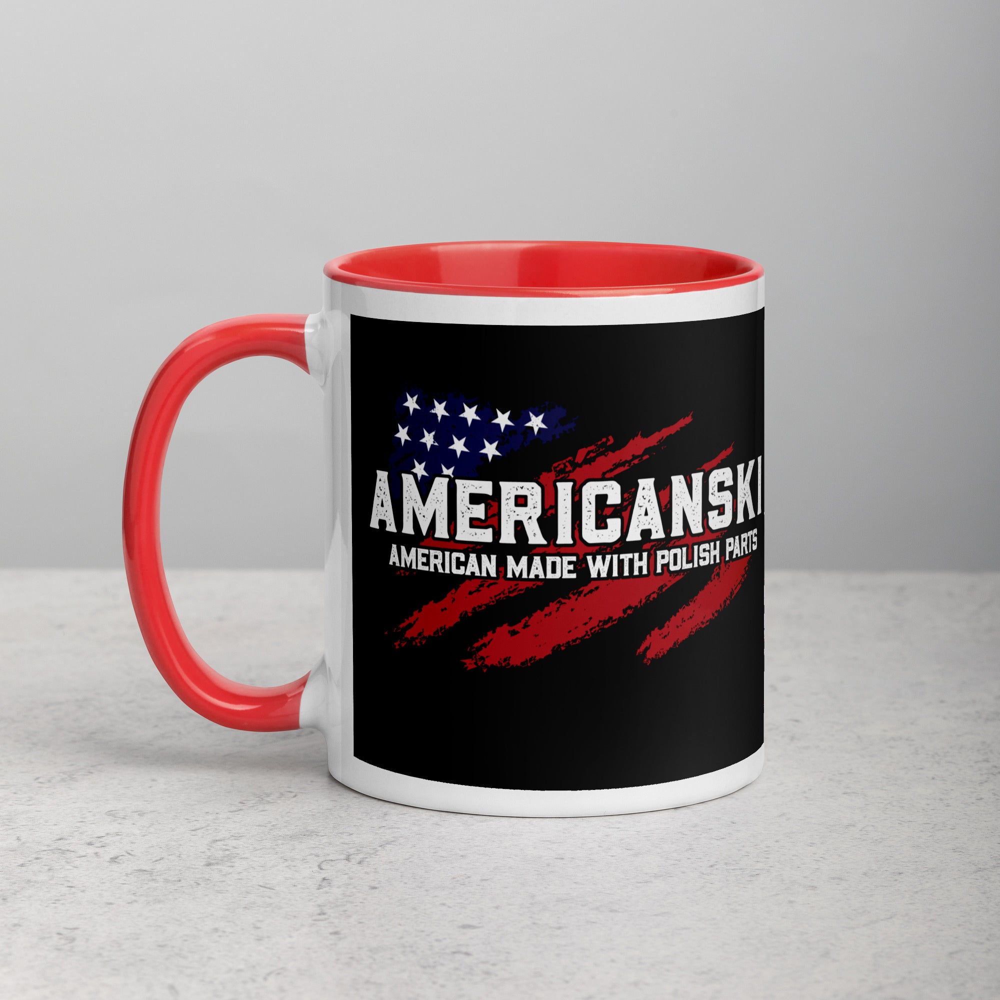 Americanski Coffee Mug with Color Inside  Polish Shirt Store Red 11 oz 