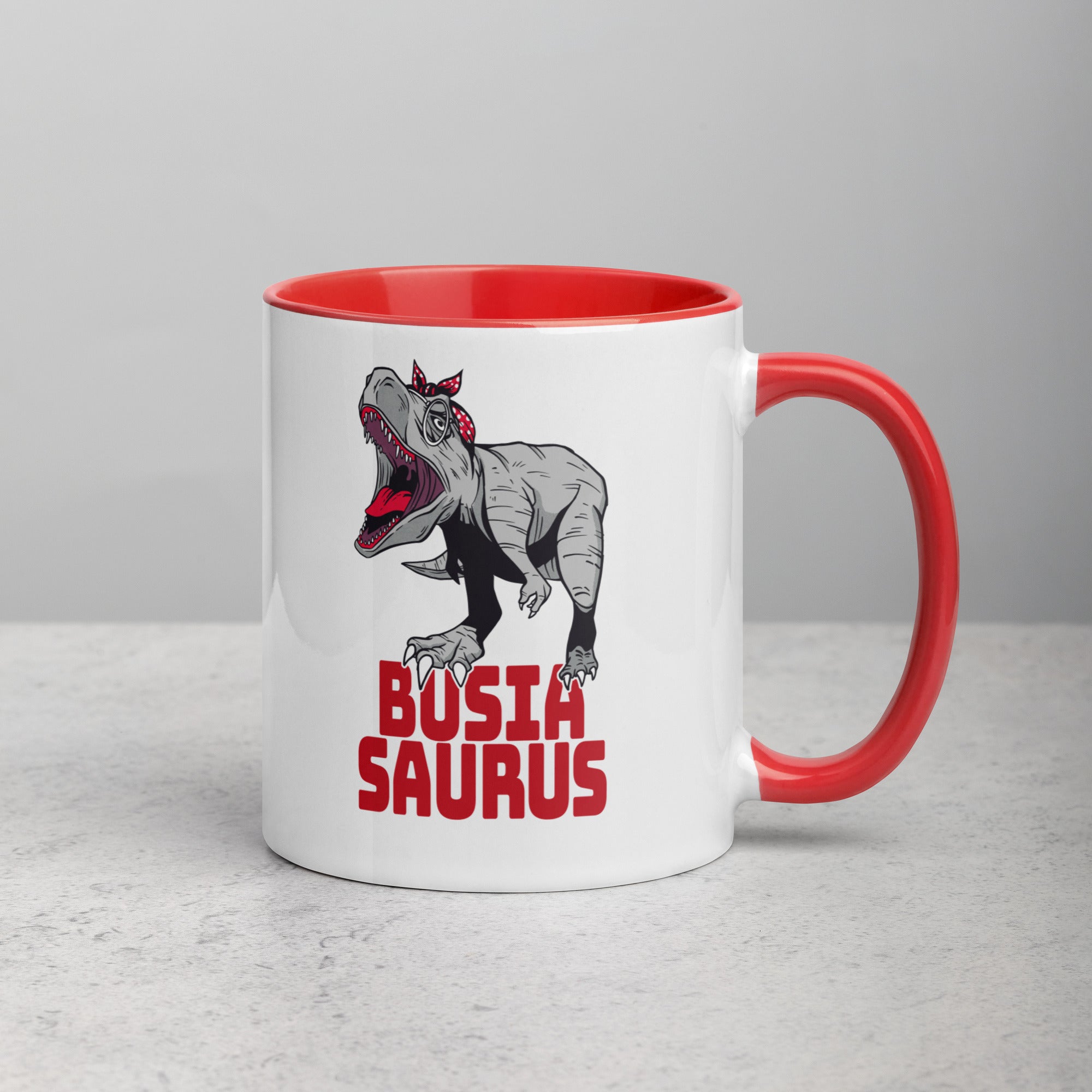 Busiasaurus Coffee Mug with Color Inside  Polish Shirt Store   