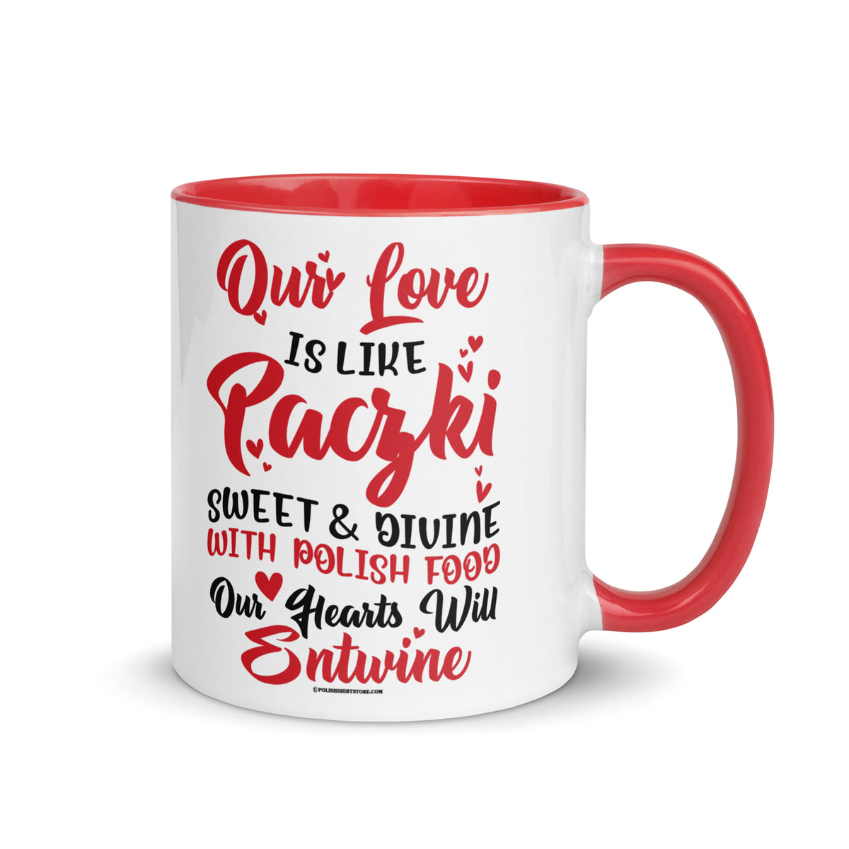 Our Love Is Like Paczki Coffee Mug with Color Inside  Polish Shirt Store Red 11 oz 