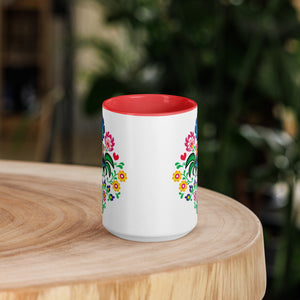 Polish Wycinanki 15 Oz Coffee Mug with Color Inside -  - Polish Shirt Store