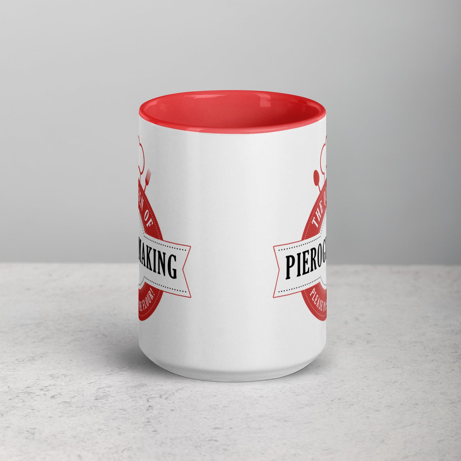 The Queen of Pierogi Making 15 Oz Coffee Mug with Color Inside  Polish Shirt Store   