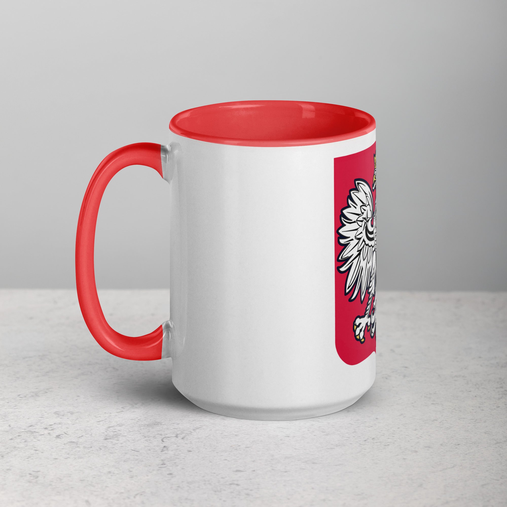 Polish Eagle Coffee Mug with Color Inside  Polish Shirt Store Red 15 oz 