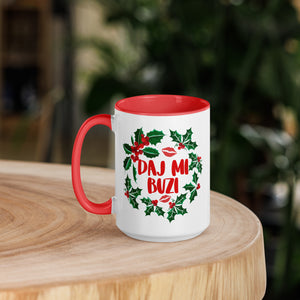 Daj Mi Buzi 15 Oz Coffee Mug with Color Inside - Red - Polish Shirt Store