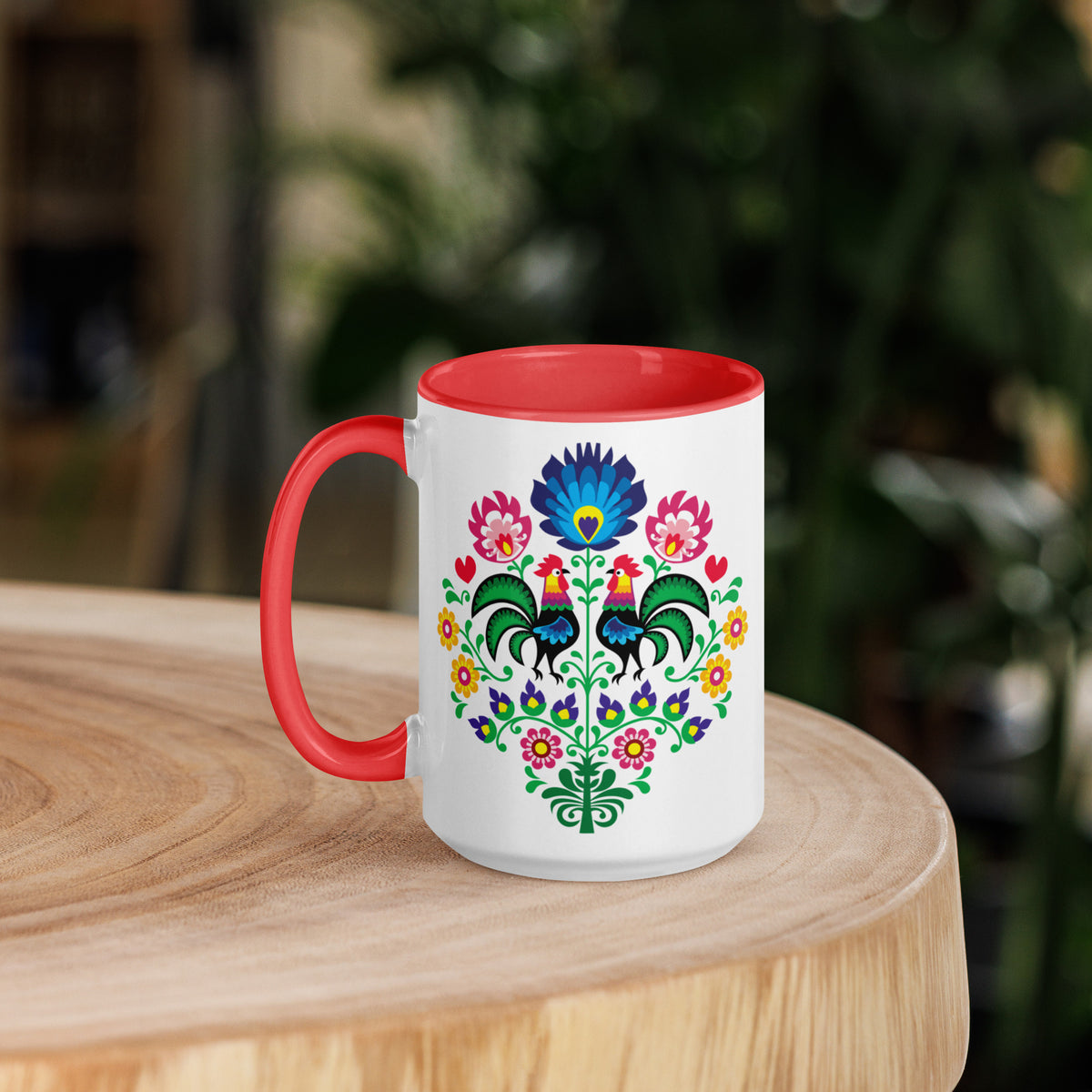 Polish Wycinanki 15 Oz Coffee Mug with Color Inside  Polish Shirt Store   