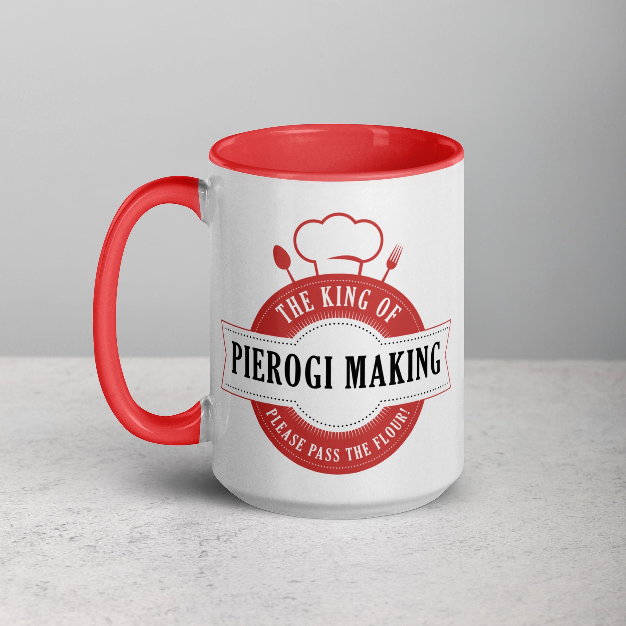 King of Pierogi Making 15 Oz Coffee Mug with Color Inside  Polish Shirt Store   