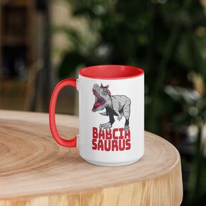 Babciasaurus 15 oz Coffee Mug with Color Inside - Red - Polish Shirt Store