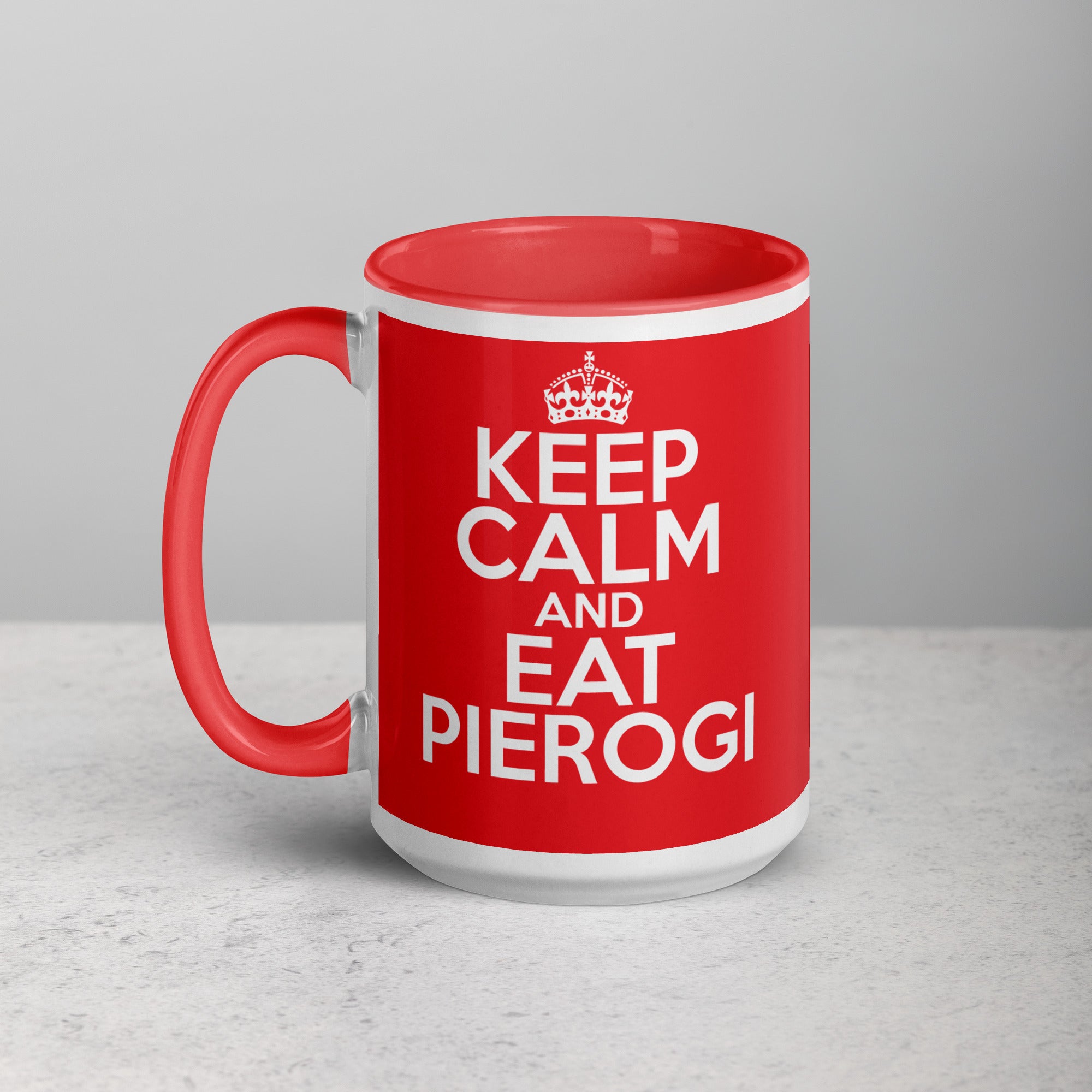 Keep Calm Eat Pierogi 15 Oz Coffee Mug with Color Inside  Polish Shirt Store Red  