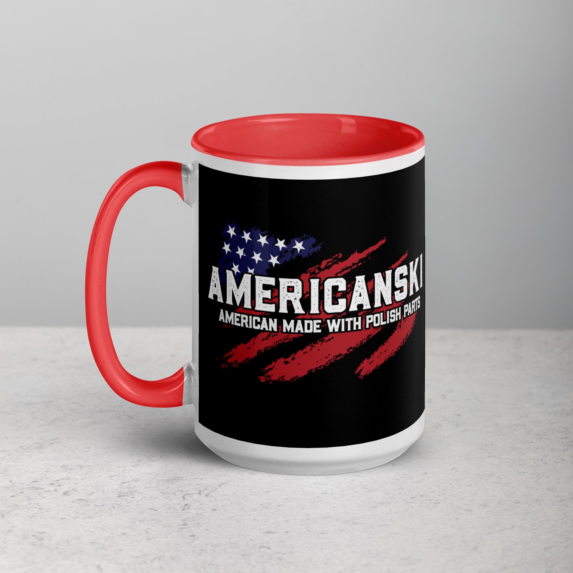 Americanski Coffee Mug with Color Inside  Polish Shirt Store Red 15 oz 