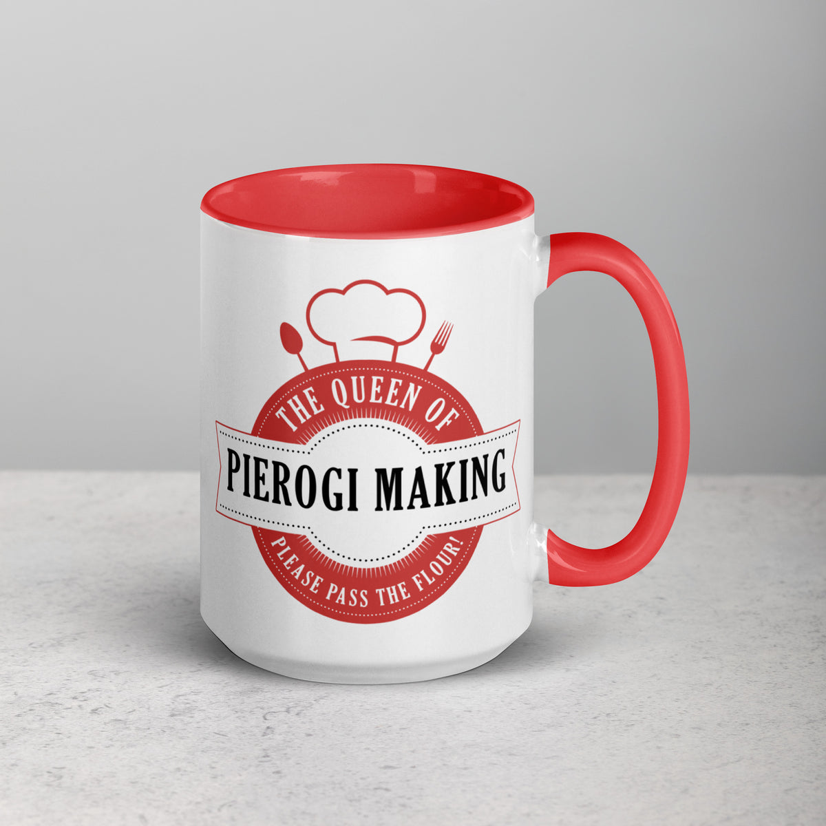 The Queen of Pierogi Making 15 Oz Coffee Mug with Color Inside  Polish Shirt Store   