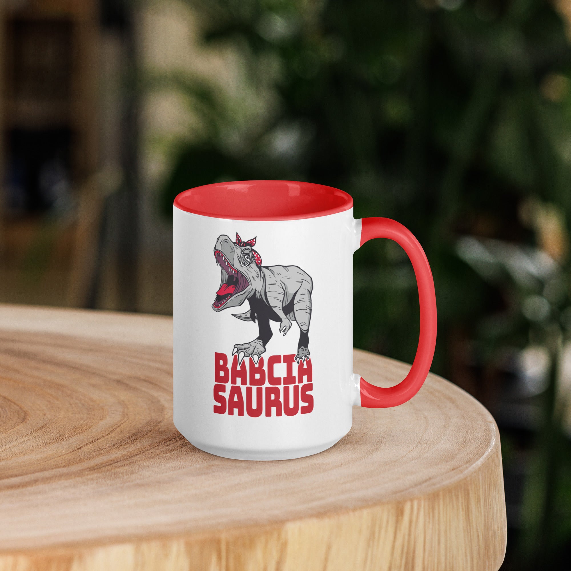 Babciasaurus 15 oz Coffee Mug with Color Inside  Polish Shirt Store   