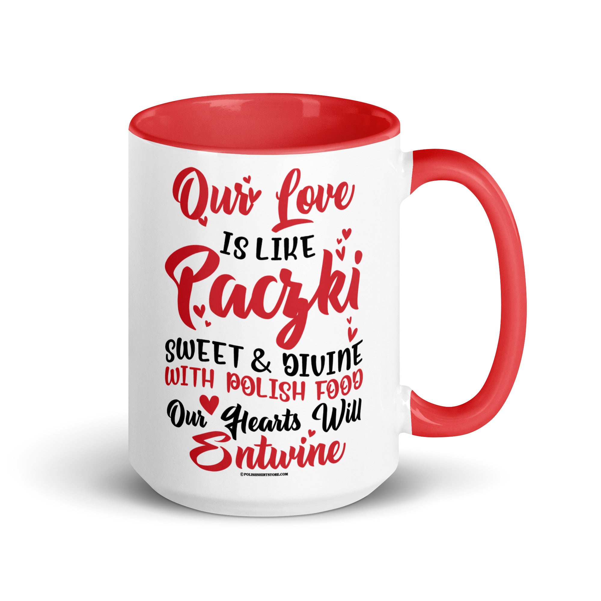 Our Love Is Like Paczki Coffee Mug with Color Inside  Polish Shirt Store Red 15 oz 