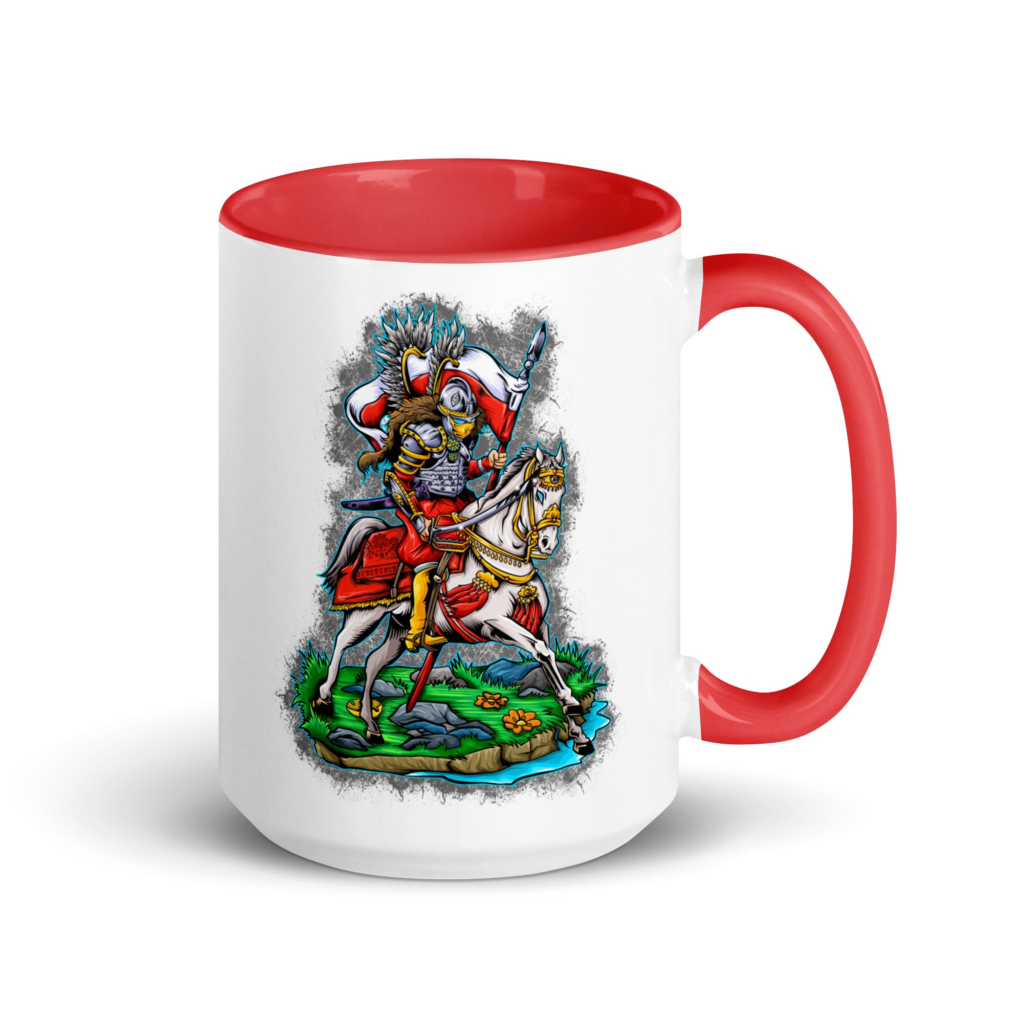 Polish Hussar Coffee Mug with Color Inside  Polish Shirt Store Red 15 oz 