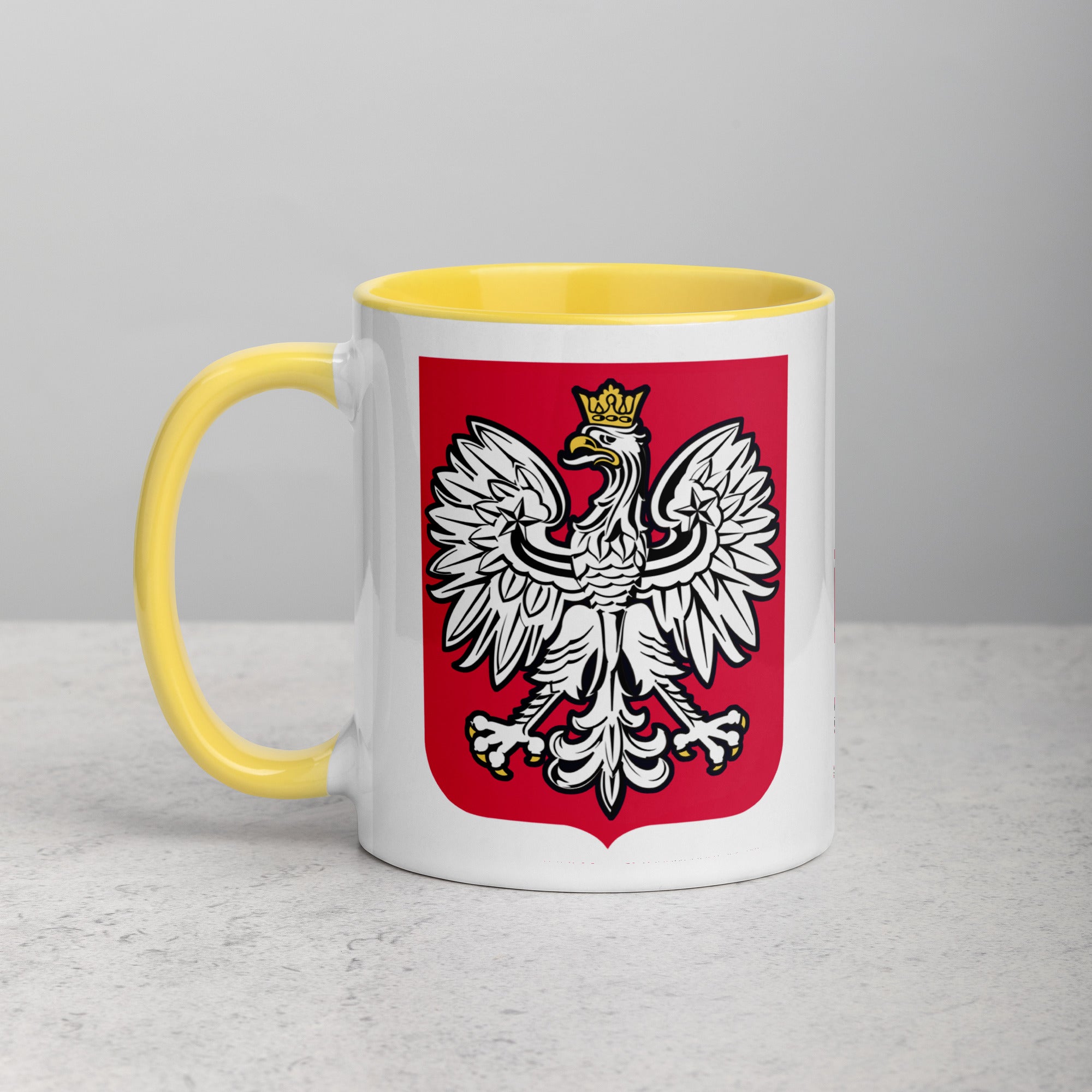 Polish Eagle Coffee Mug with Color Inside  Polish Shirt Store Yellow 11 oz 