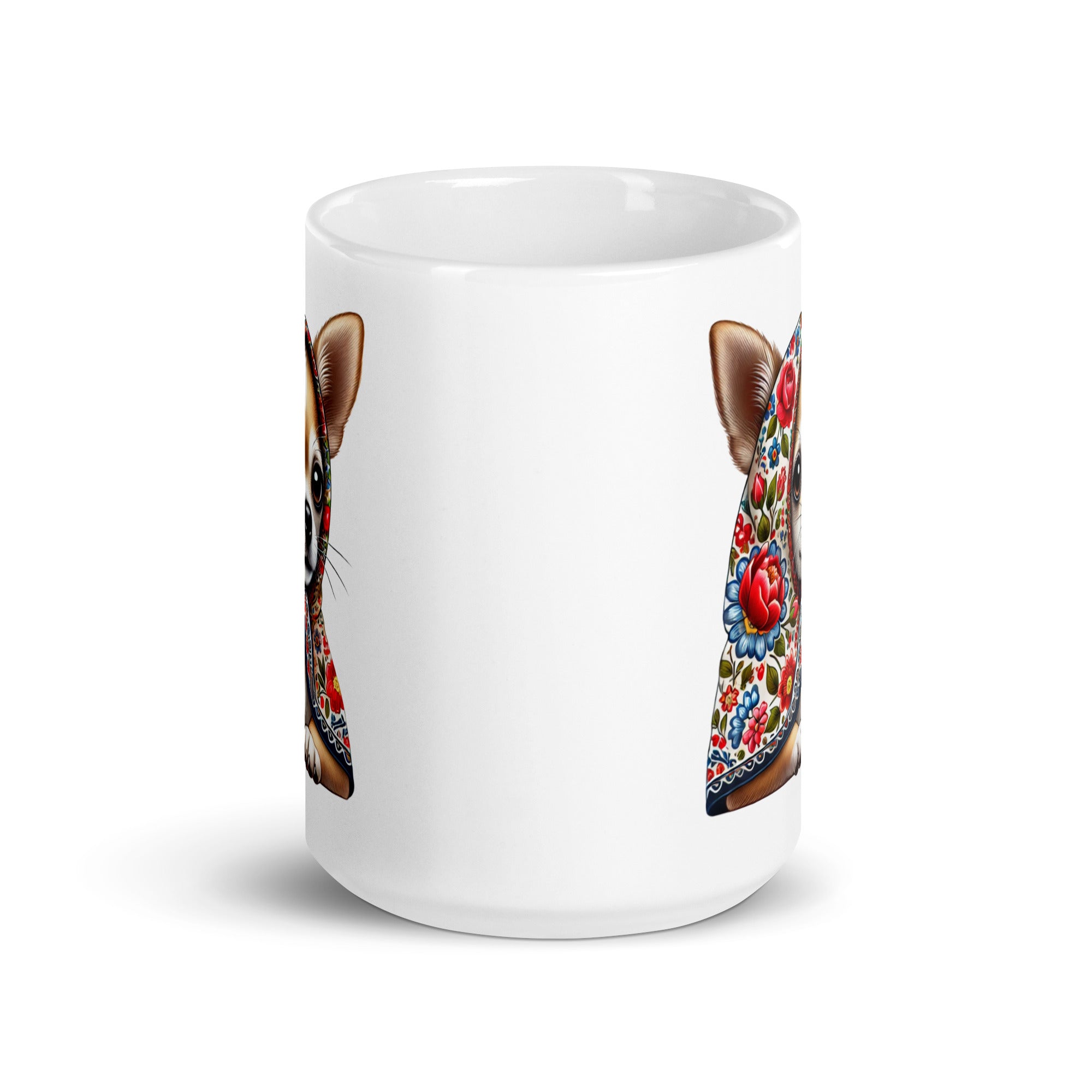 Chihuahua Dog in Babushka White Coffee Mug