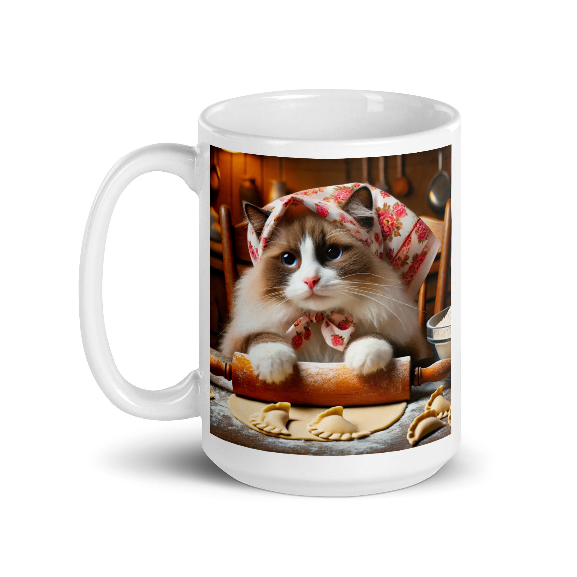 Ragdoll Babushcat Pierogi White Coffee Mug