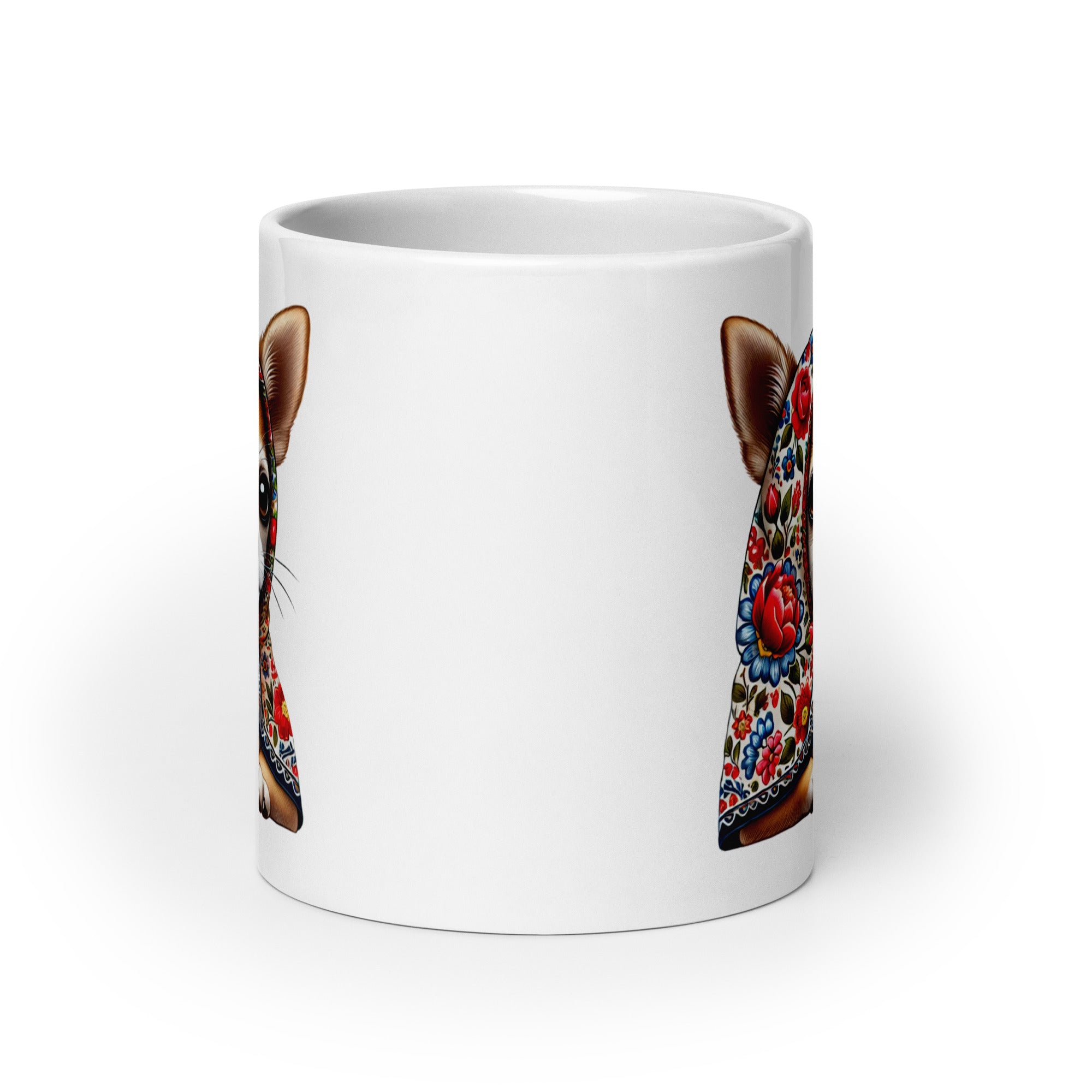 Chihuahua Dog in Babushka White Coffee Mug