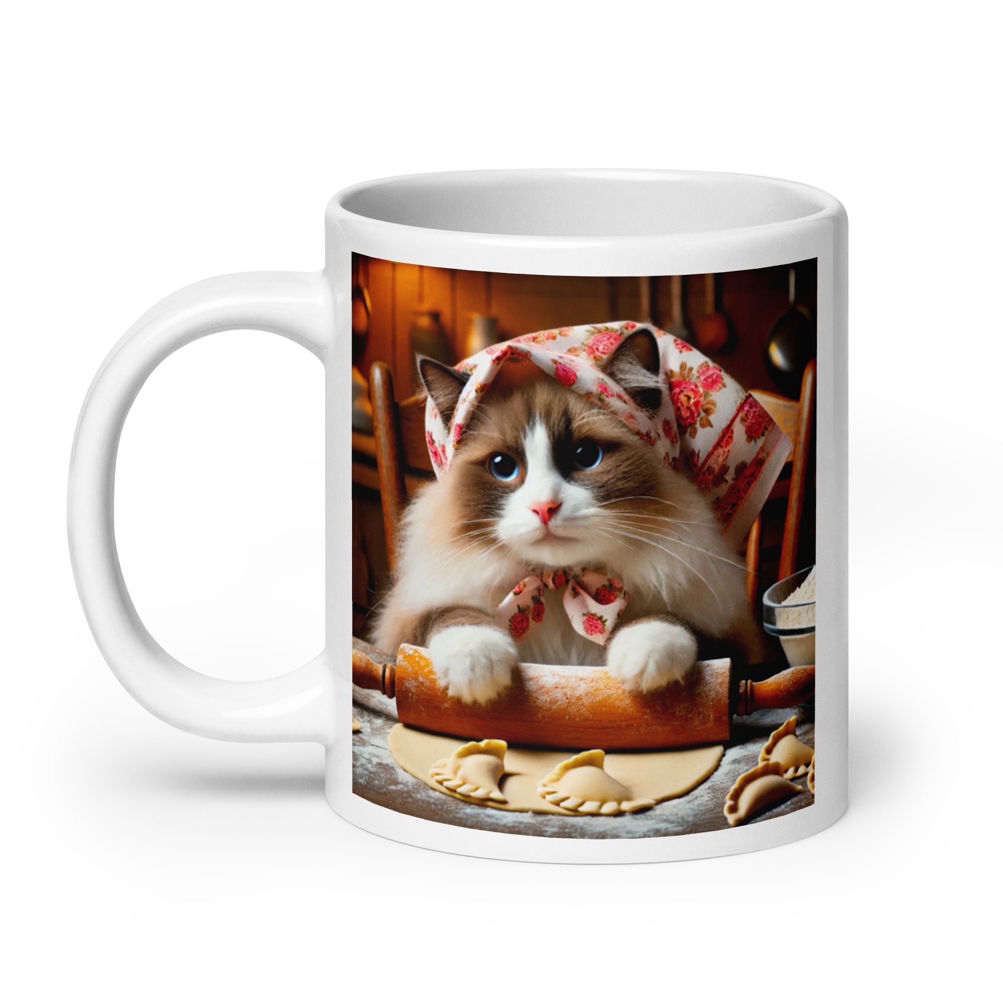 Ragdoll Babushcat Pierogi White Coffee Mug