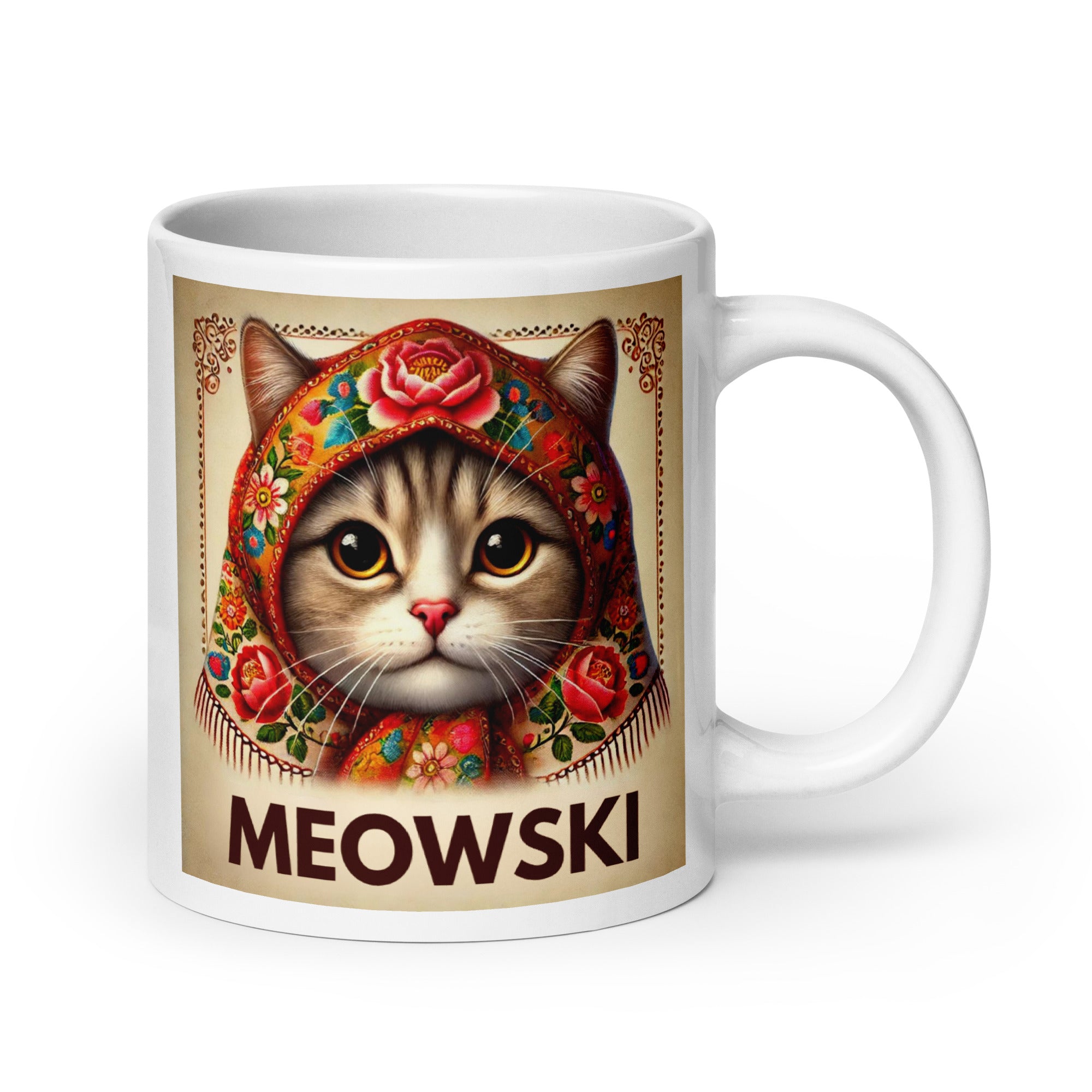 Babushkot Meowski White Coffee Mug