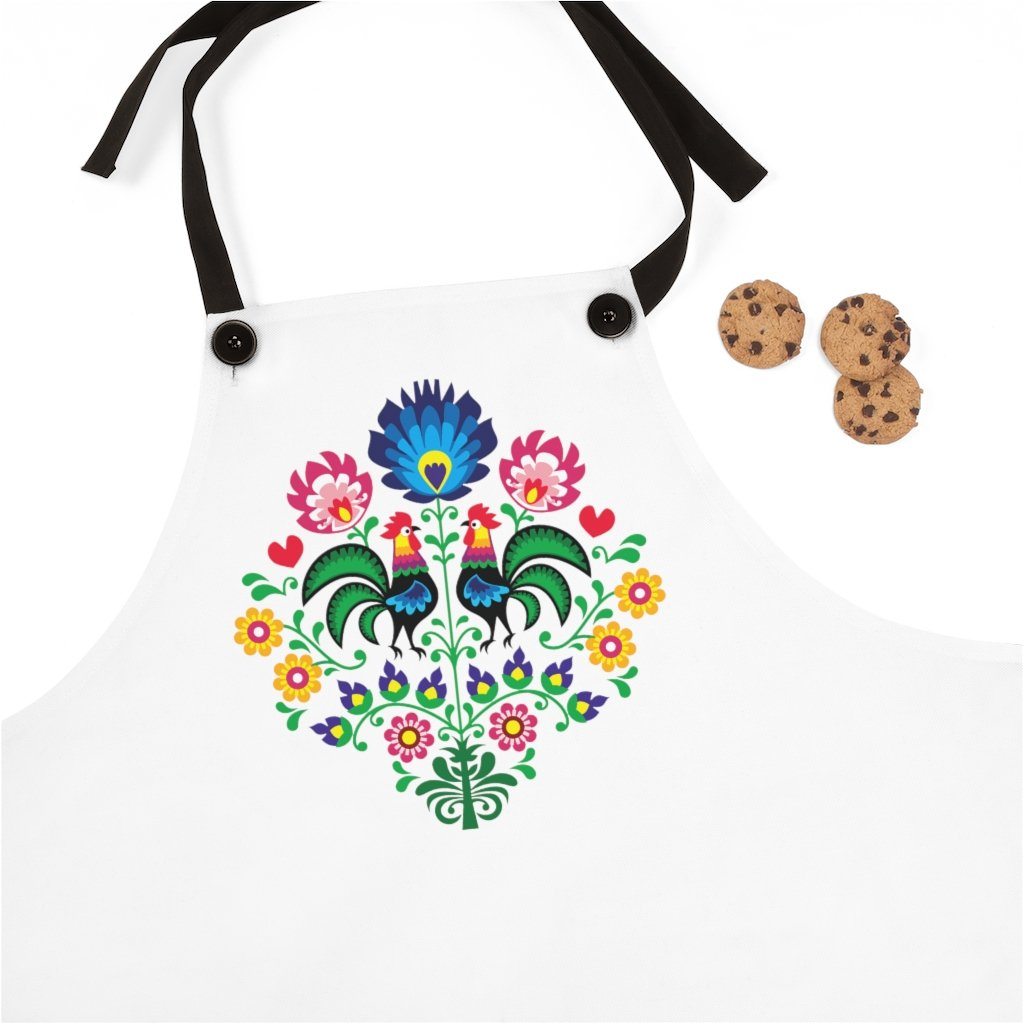 Polish Wycinanki Poly Twill Apron Accessories Printify One Size  