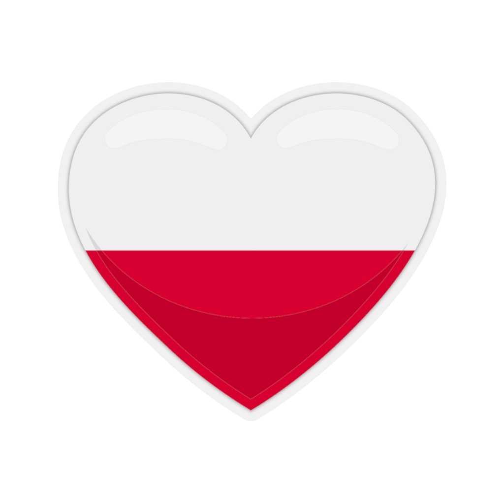 Polish Flag Heart Shaped Kiss-Cut Sticker Paper products Printify 4x4" Transparent 