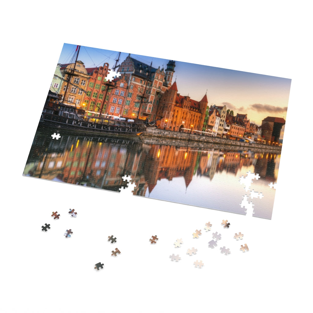Gdansk Old Town With Motlawa River Jigsaw Puzzle Puzzle Printify 29.25&quot; × 19.75&quot; (1000 pcs)  