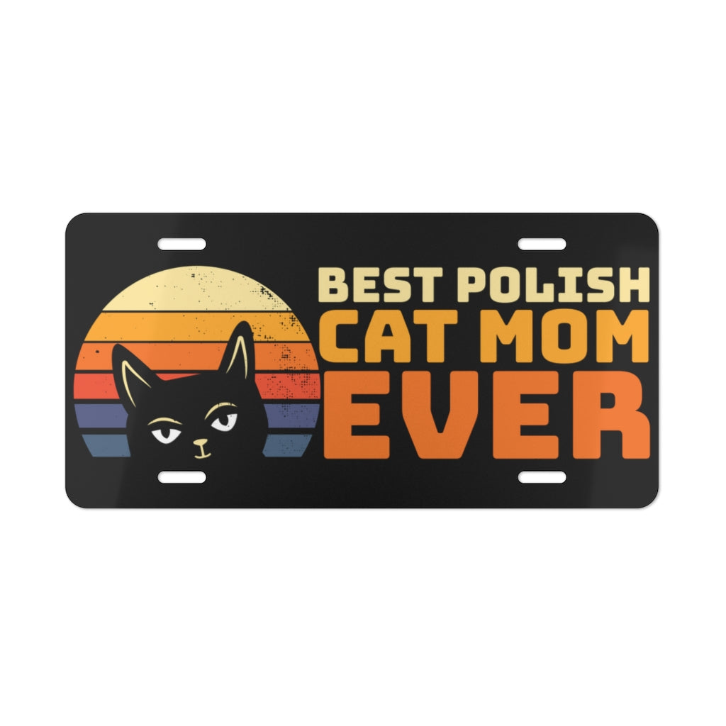 Best Polish Cat Mom Vanity Plate Accessories Printify 12&quot; × 6&quot;  