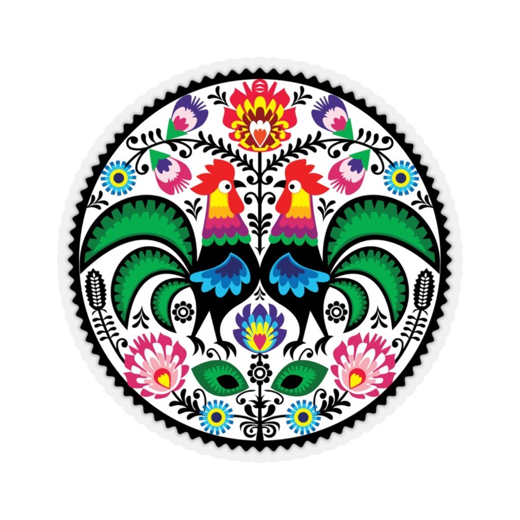 Polish Folk Art Circle Sticker Paper products Printify 3x3" Transparent 