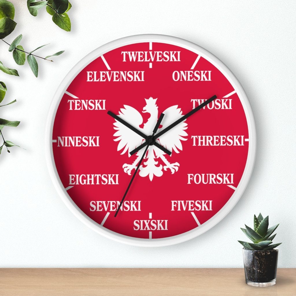 Polish Surname Ski Funny Indoor Wall Clock Home Decor Printify   