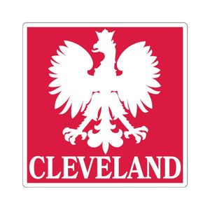 Cleveland Ohio Polish Eagle Square Sticker - 2x2" / White - Polish Shirt Store