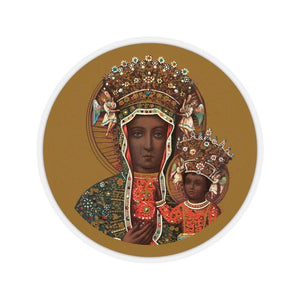Black Madonna of Czestochowa Circle Sticker - 2x2" / Transparent - Polish Shirt Store